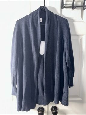 Women's Open-Front Navy Sweater Cardigan with back cut out